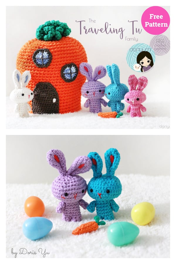 The Traveling Tu Family Easter Bunny Playset Free Crochet Pattern 