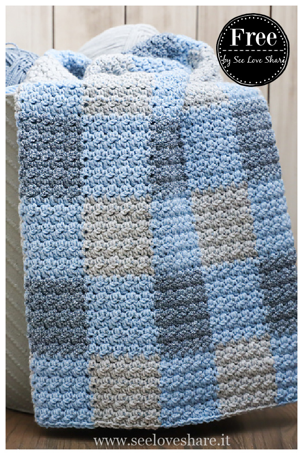 Buffalo Plaid Gingham Blankie Free Crochet Pattern