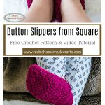 Button Slippers from Square Free Crochet Pattern and Video Tutorial
