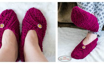 Button Slippers from Square Free Crochet Pattern and Video Tutorial
