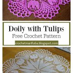 Doily with Tulips Free Crochet Pattern