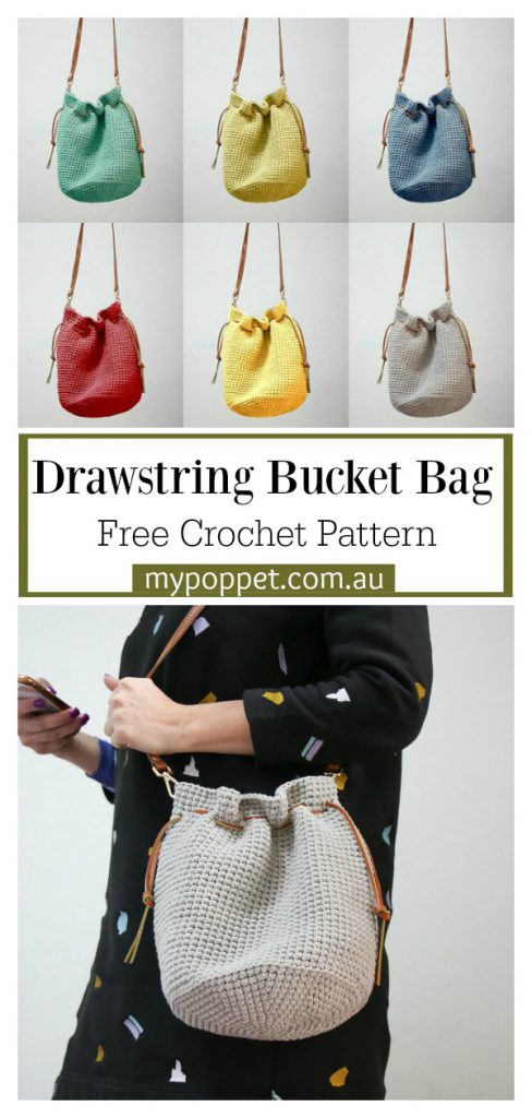 7 Drawstring Bucket Bag Free Crochet Pattern