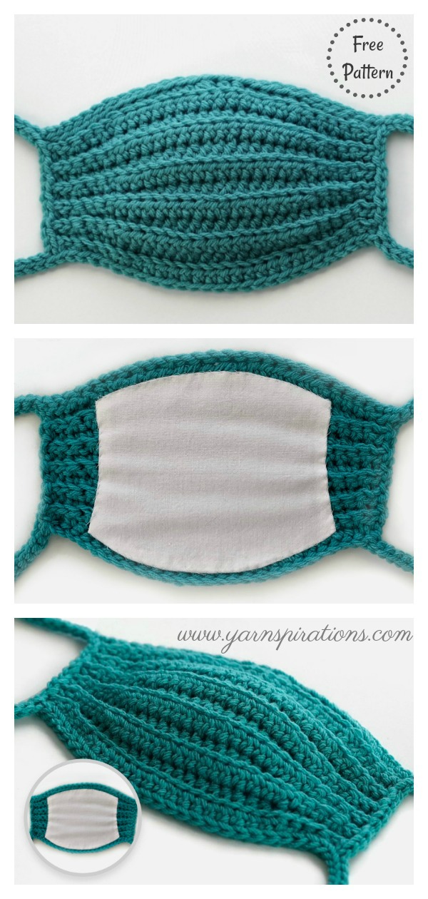 Fabric Lined Face Mask Free Crochet Pattern