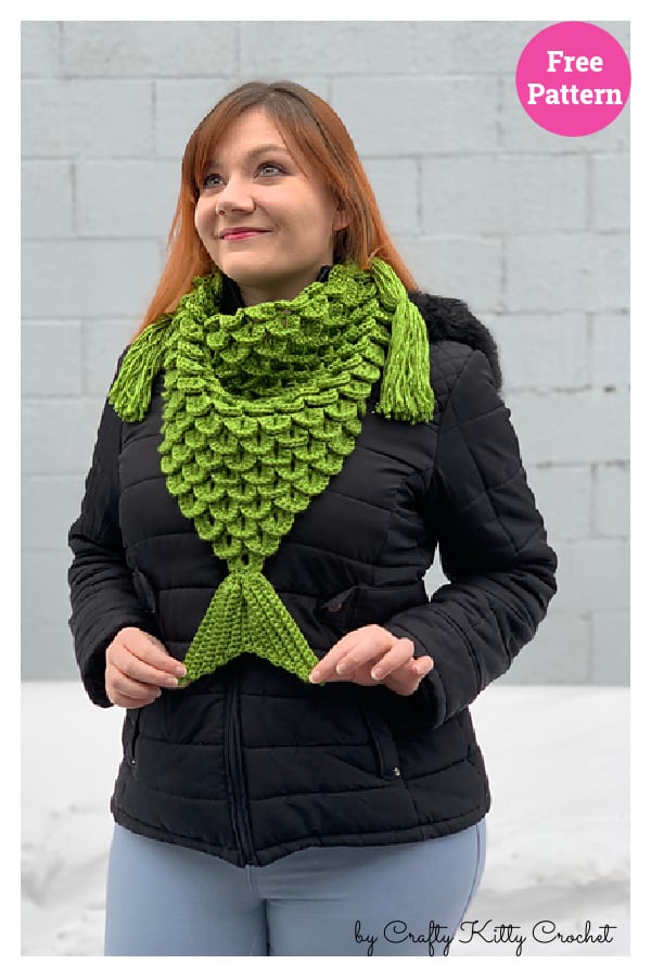 Mermaid Triangle Scarf Free Crochet Pattern 