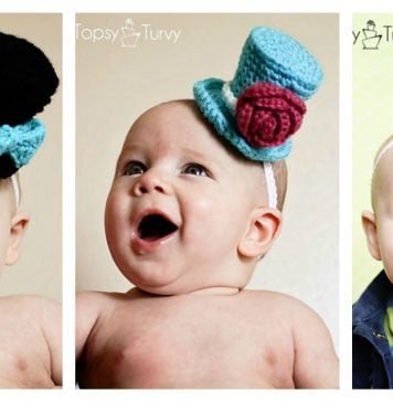 Mini Top Hat Headband Free Crochet Pattern