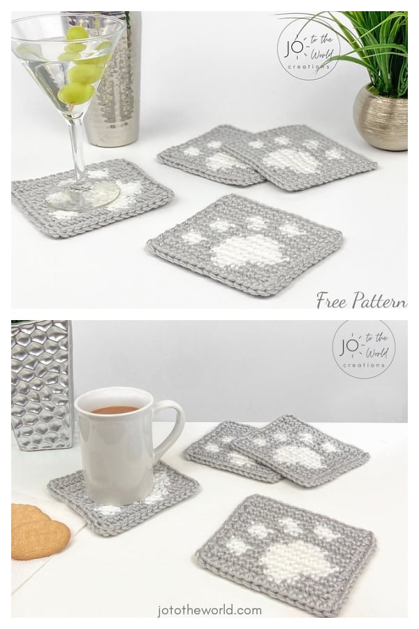 Paw Print Coasters Free Crochet Pattern