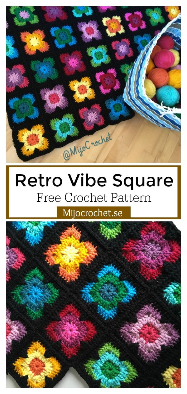 Retro Vibe Square Free Crochet Pattern