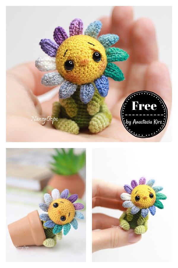 Chamomile crochet toy Miniature amigurumi toys Handmade gift for her Crochet chamomile flower Made to order 5 inches Interior toy