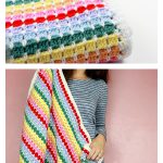 Block Stitch Striped Rainbow Baby Blanket Free Crochet Pattern