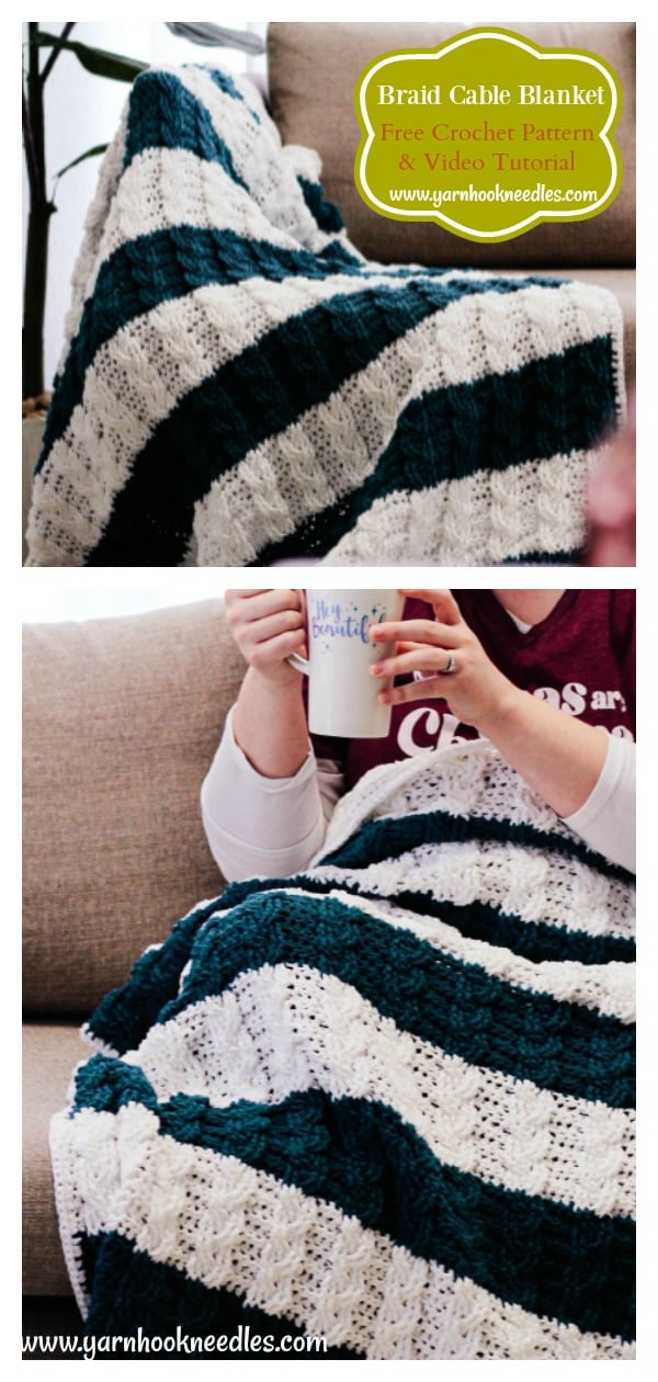 Braided Cable Blanket Free Crochet Pattern 
