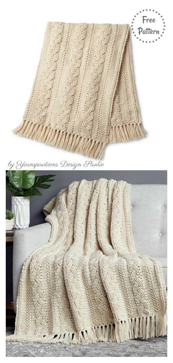 Braided Cable Blanket Free Crochet Pattern