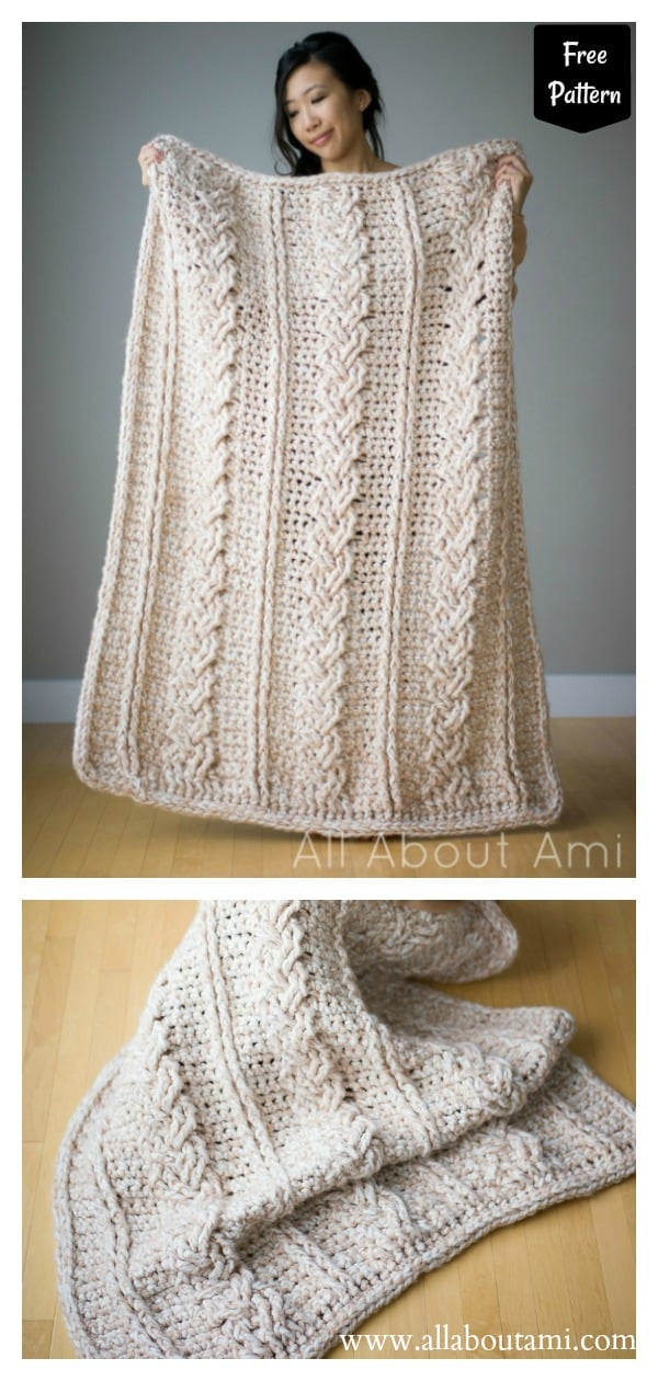 Chunky Braided Cable Blanket Free Crochet Pattern