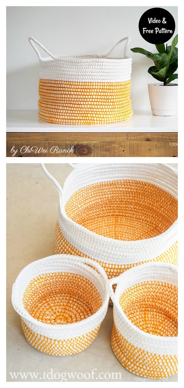 Coiled Basket Free Crochet Pattern and VIdeo Tutorial