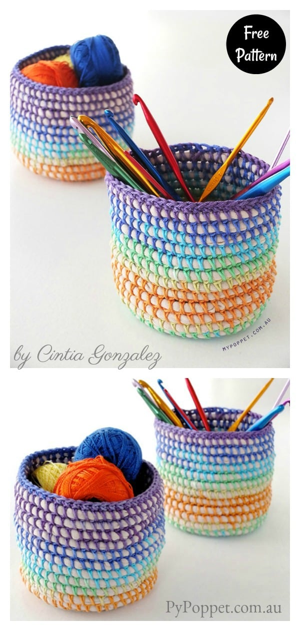 Crochet Pattern: Rainbow Storage Basket