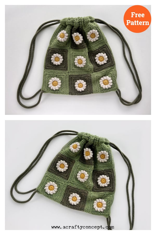 Daisy Granny Square Backpack Free Crochet Pattern