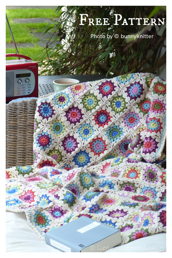 Flowers in the Snow Blanket Free Crochet Pattern