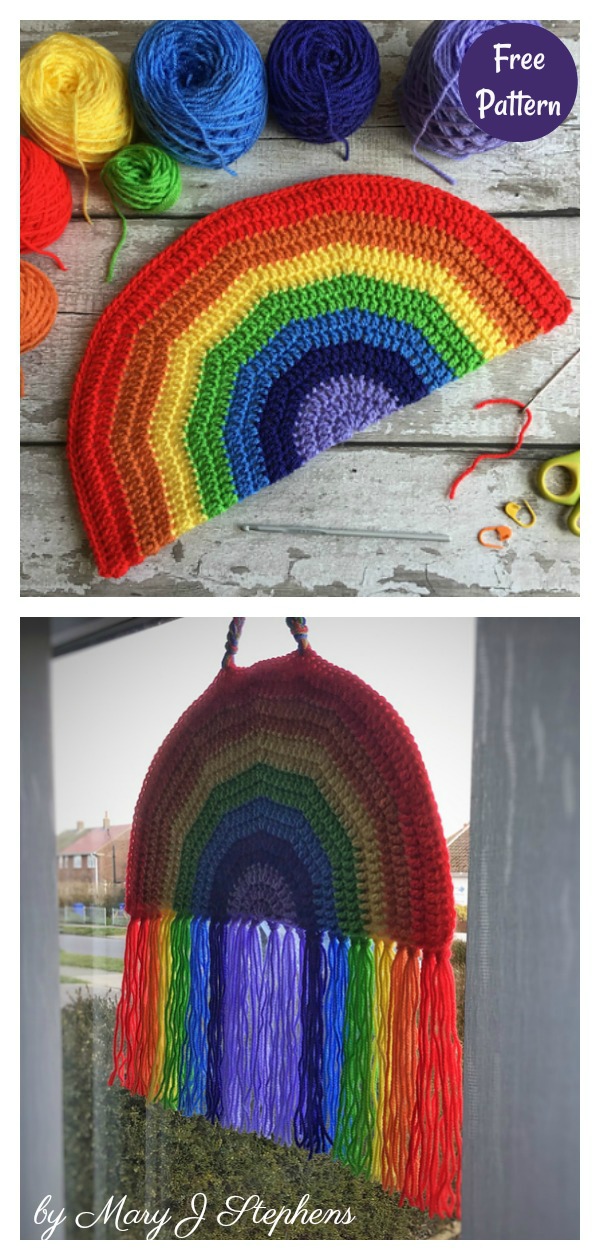 Happy Scrappy Rainbow Decoration Free Crochet Pattern