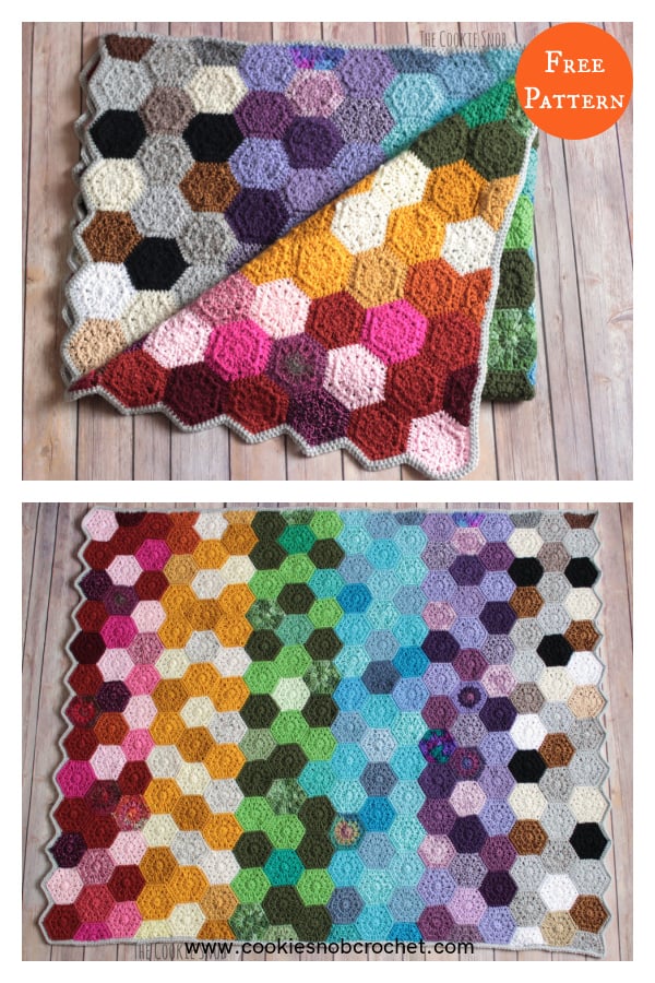 Hexagon Scrap Afghan Free Crochet Pattern