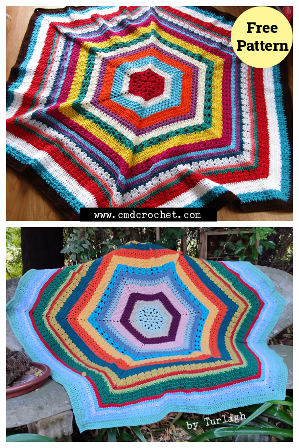Hexagon Scrap Blanket Free Crochet Pattern