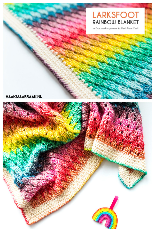 Little Larksfoot Rainbow Baby Blanket Free Crochet Pattern 