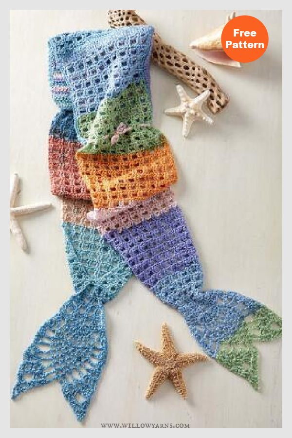 Mermaid Dreams Hooded Scarf Free Crochet Pattern