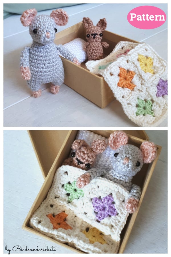 Mouse in a Box Playset Travel Toy Crochet Pattern