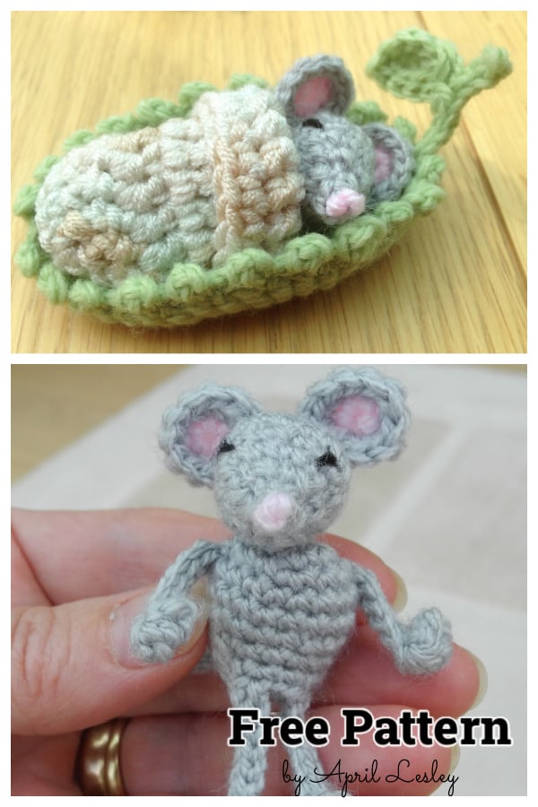 Mouse sleepy head Playset Free Crochet Pattern 