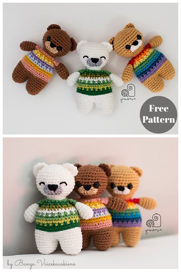 Rainbow Teddy Bear Free Crochet Pattern