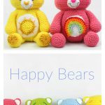 Rainbow happy Bears Free Crochet Pattern