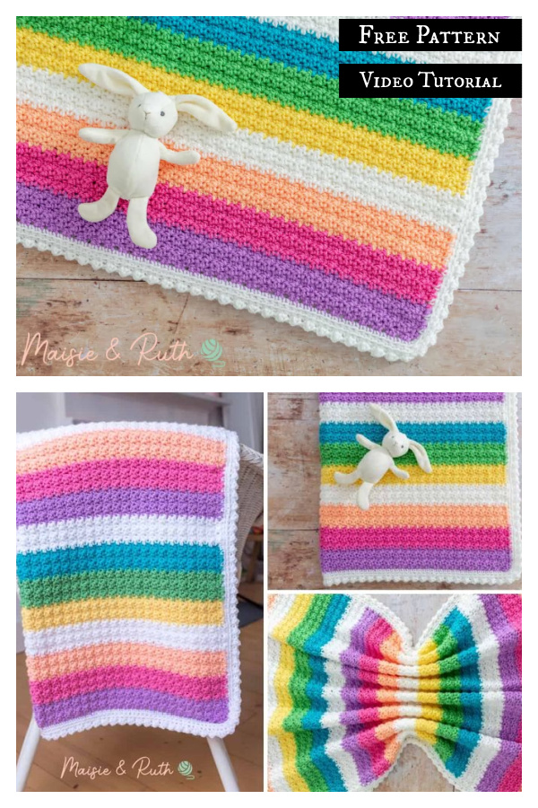 Robina Rainbow Baby Wrap Free Crochet Pattern and Video Tutorial