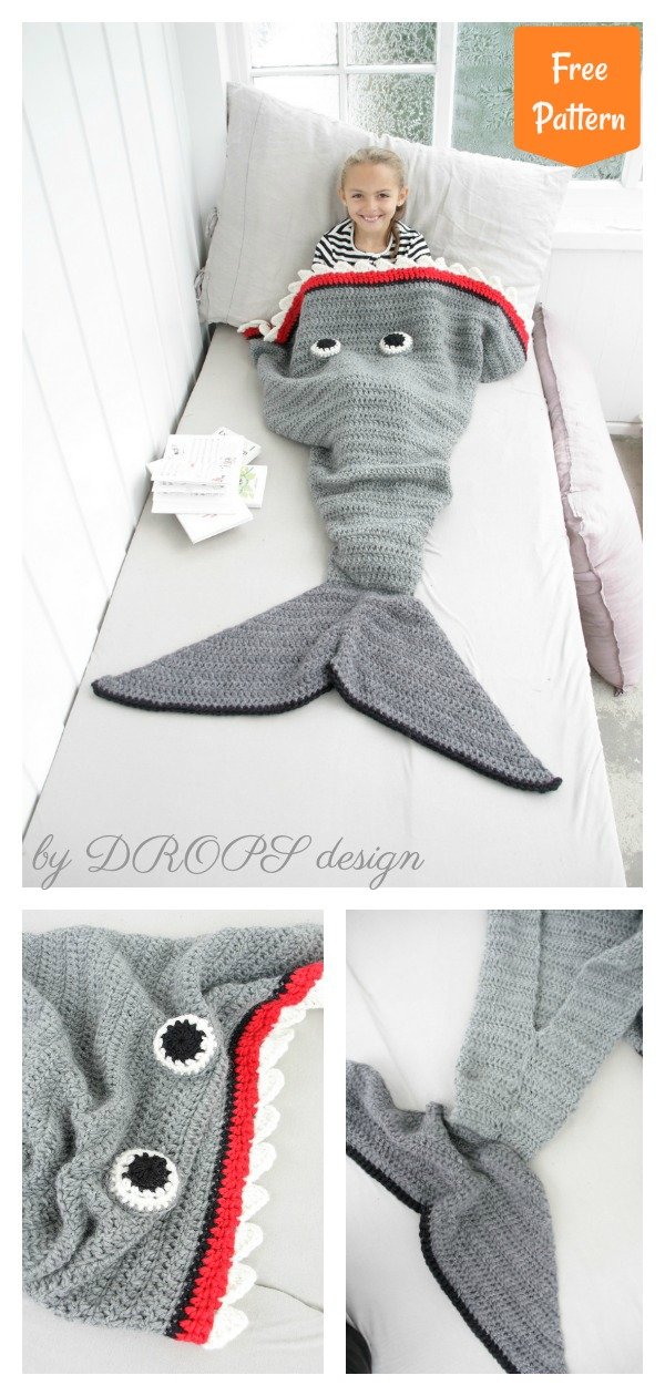 Shark Attack Blanket Free Crochet Pattern