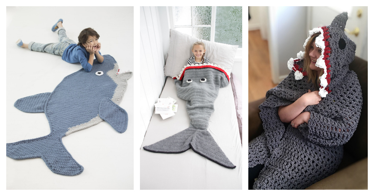 4 Shark Blanket Free Crochet Pattern