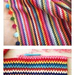 V Stitch Rainbow Blanket Free Crochet Pattern