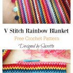 V Stitch Rainbow Blanket Free Crochet Pattern