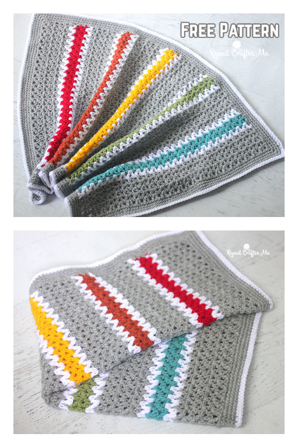 V-stitch Rainbow Blanket Free Crochet Pattern