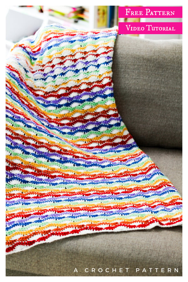Wavy Shell Stitch Baby Blanket Free Crochet Pattern and Video Tutorial