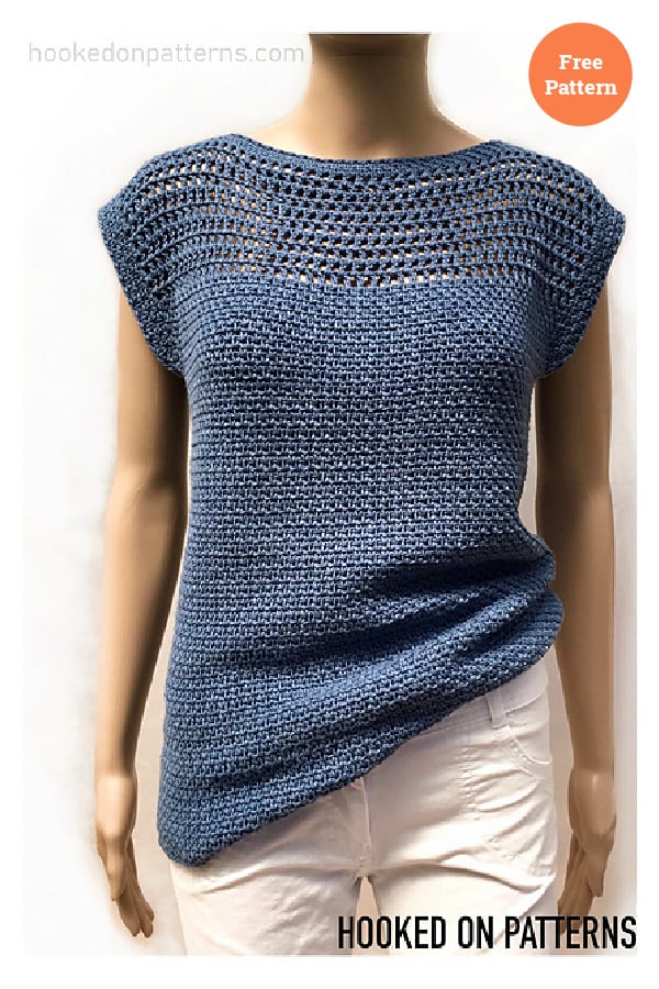 Aviva Mesh Top Tee Free Crochet Pattern