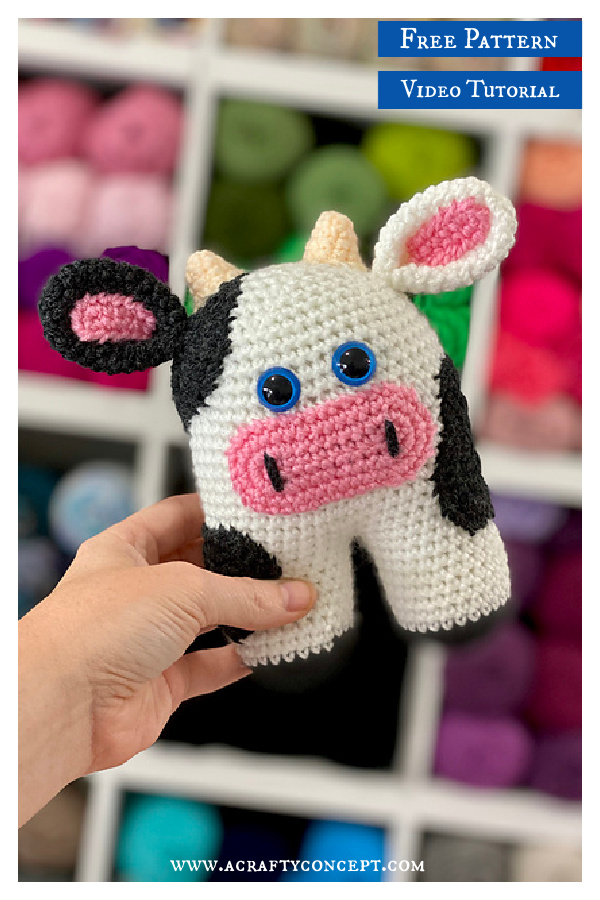 Easy Amigurumi Cow Free Crochet Pattern and Video Tutorial