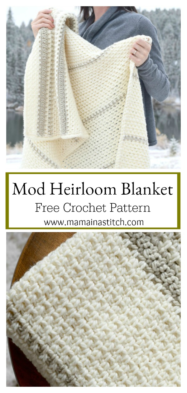 Easy Granite Stitch Mod Heirloom Blanket Free Crochet Pattern