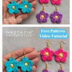 Flower Earrings Free Crochet Pattern and Video Tutorial