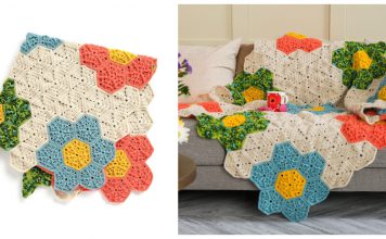 Flower Hexagon Blanket Free Crochet Pattern