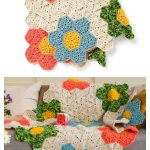 Flower Patch Hexagon Throw Blanket Free Crochet Pattern