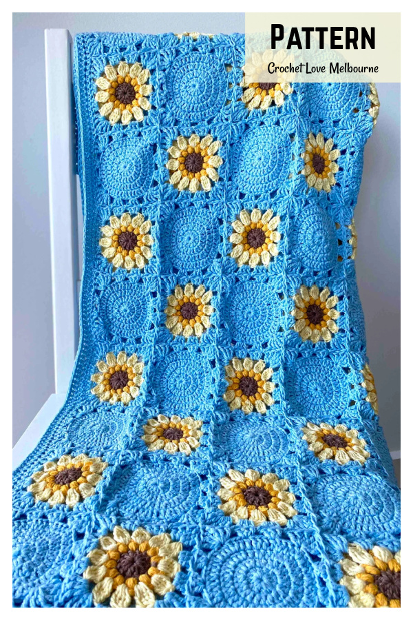 Here Comes the Sunflowers Blanket Crochet Pattern