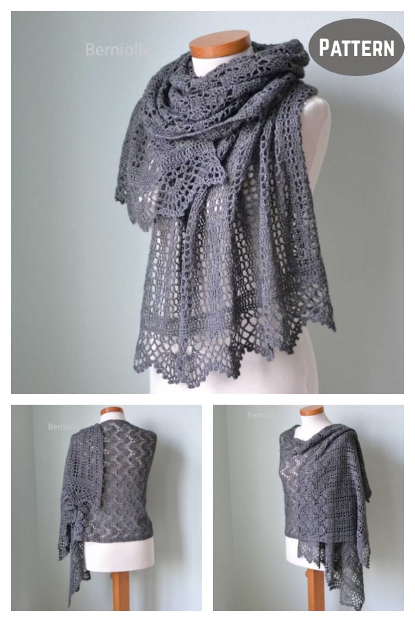 Izumi Rectangular Lace Shawl Crochet Pattern