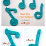 Music Note Appliques Free Crochet Pattern