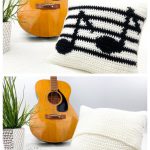 Music Notes Pillow Cover Free Crochet Pattern