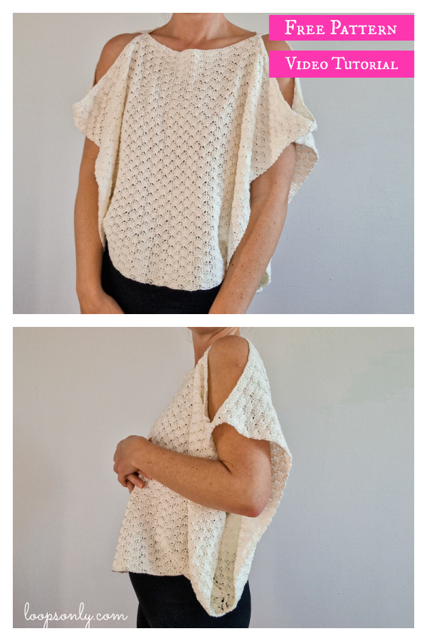 Oversized Open Shoulder Top Free Crochet Pattern and Video Tutorial