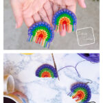 Puff Rainbow Earrings Free Crochet Pattern