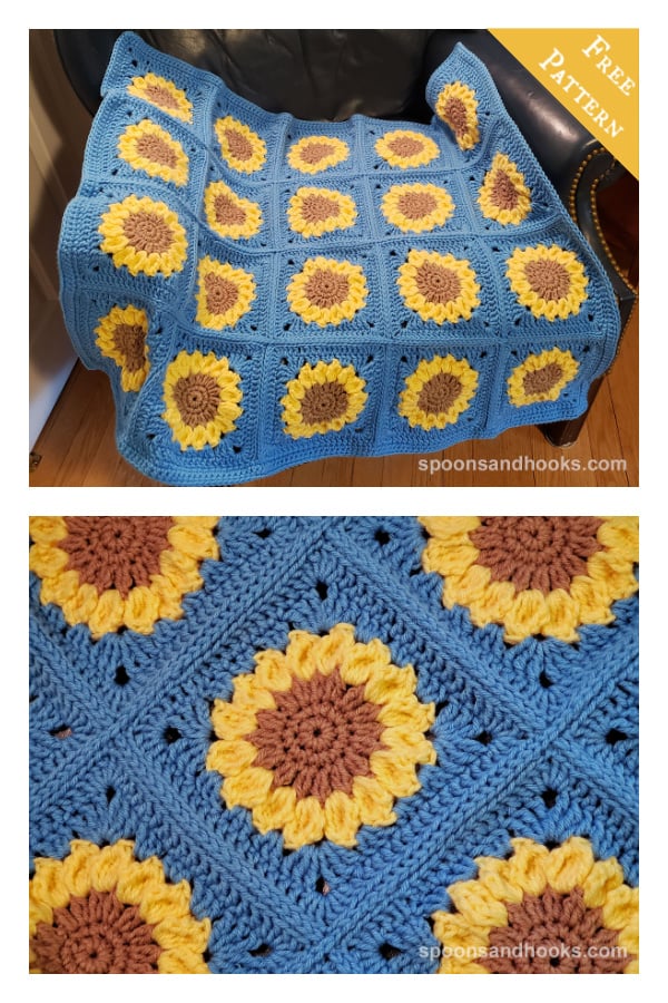 Sunflower Afghan Free Crochet Pattern
