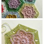 Wind Flower Hexagon Blanket Free Crochet Pattern